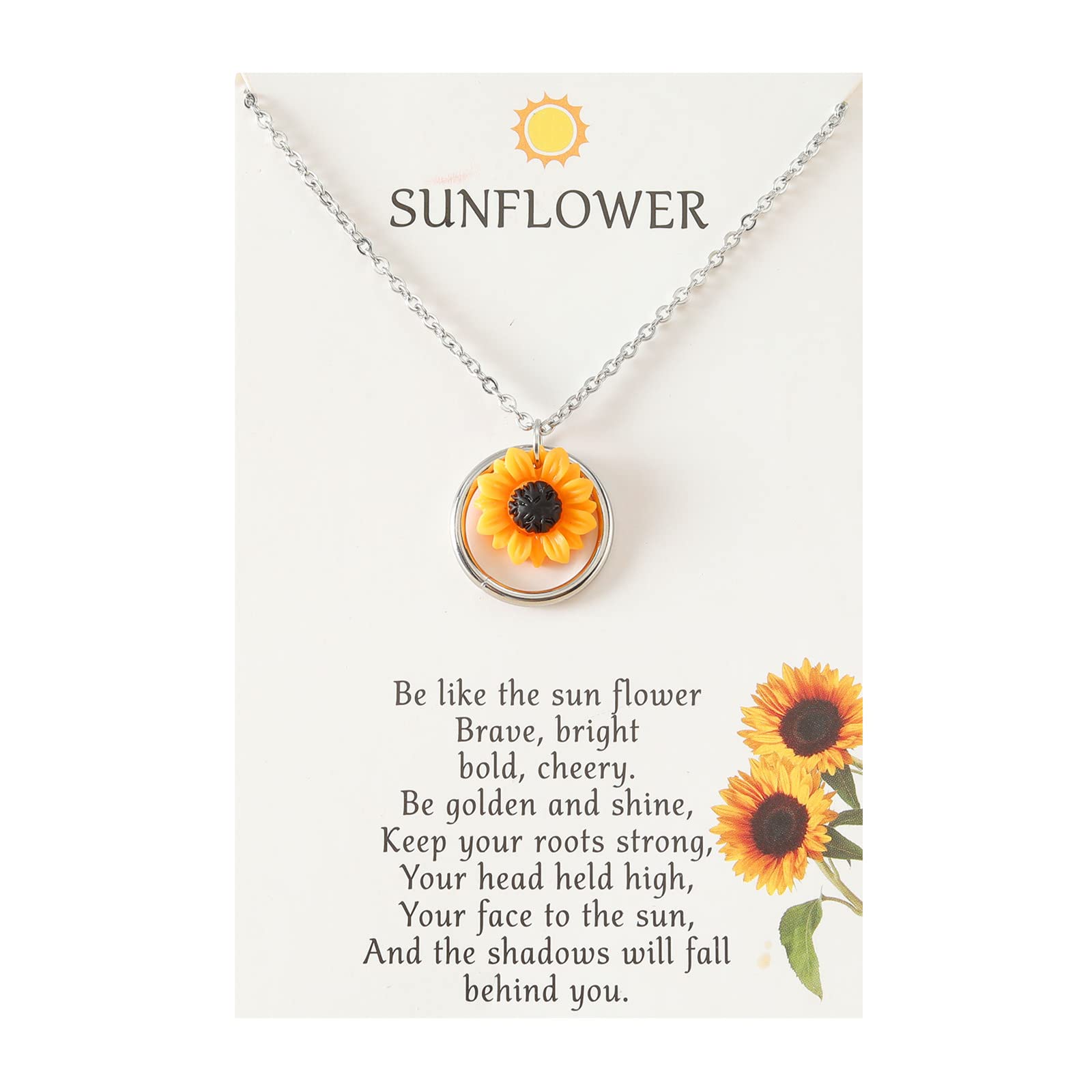 Sunflower Necklace for Women: Inspirational Sunflower Gifts for Women, Christmas & Birthday Present for Daughter, Best Friend or Significant Others