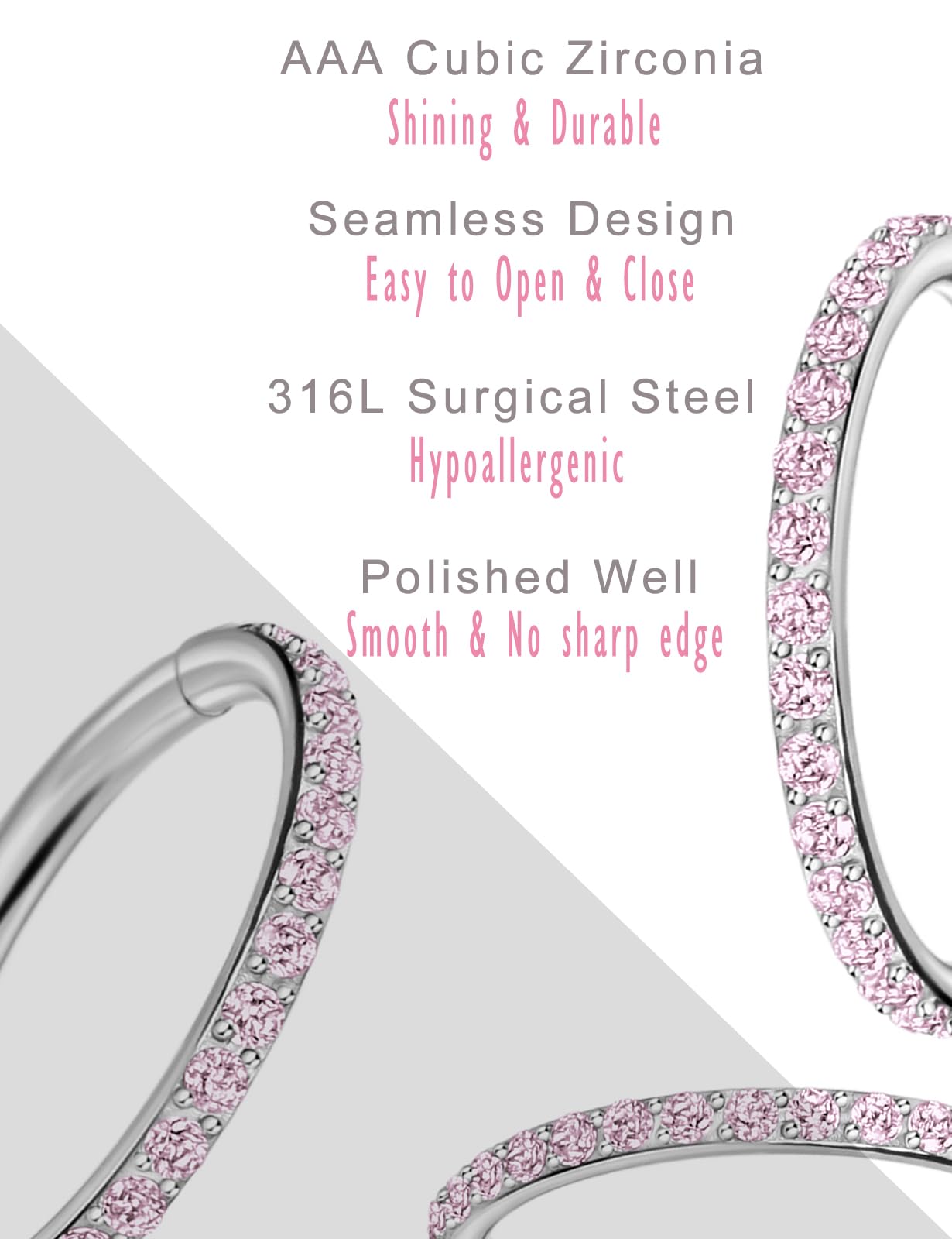 20G 18G 16G Klare CZ Nasenringe Hoop 316L Chirurgenstahl Knorpelohrringe Hoop 5-12mm Piercingschmuck Daith Helix Rook Tragus Piercingschmuck Edelstahlohrring Silber Conch Piercingschmuck