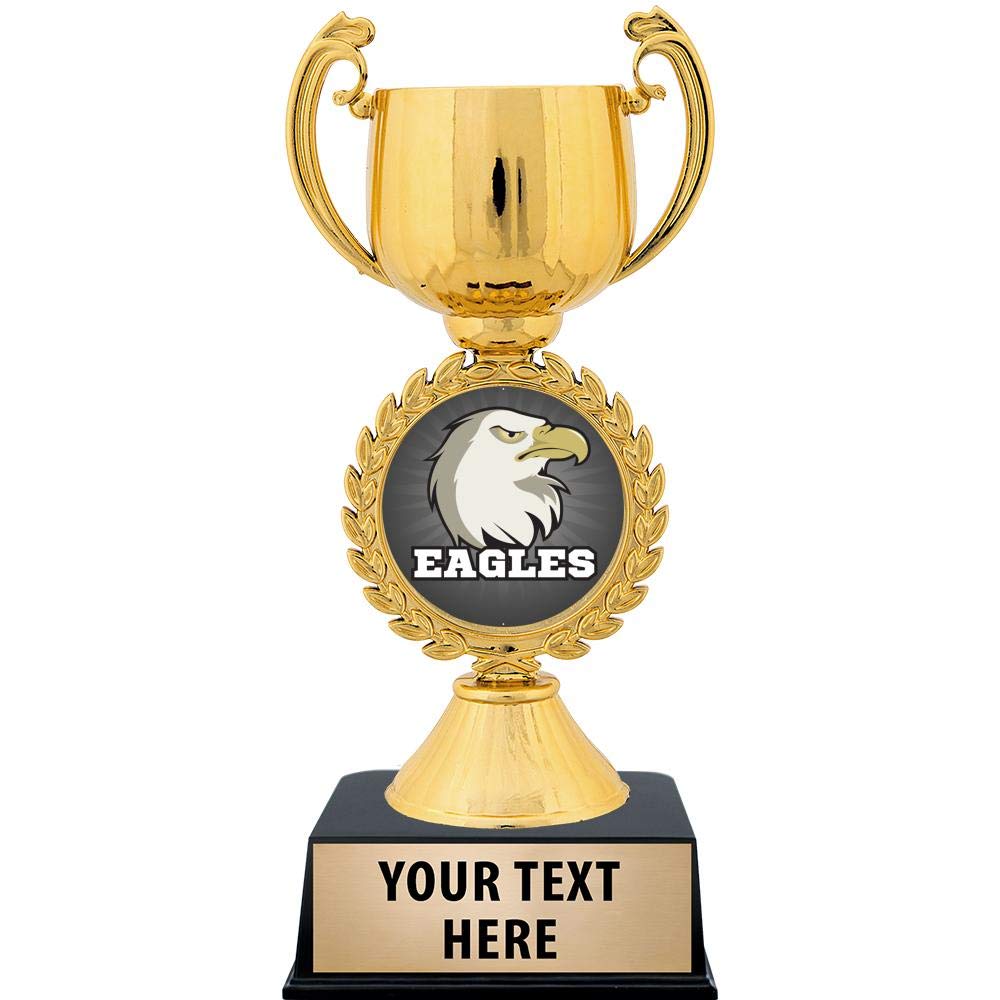 Crown Awards Personalized Mascot Trophy, 7.25" Gold Cup Mascot Eagles Trophies with Free Custom Engraving