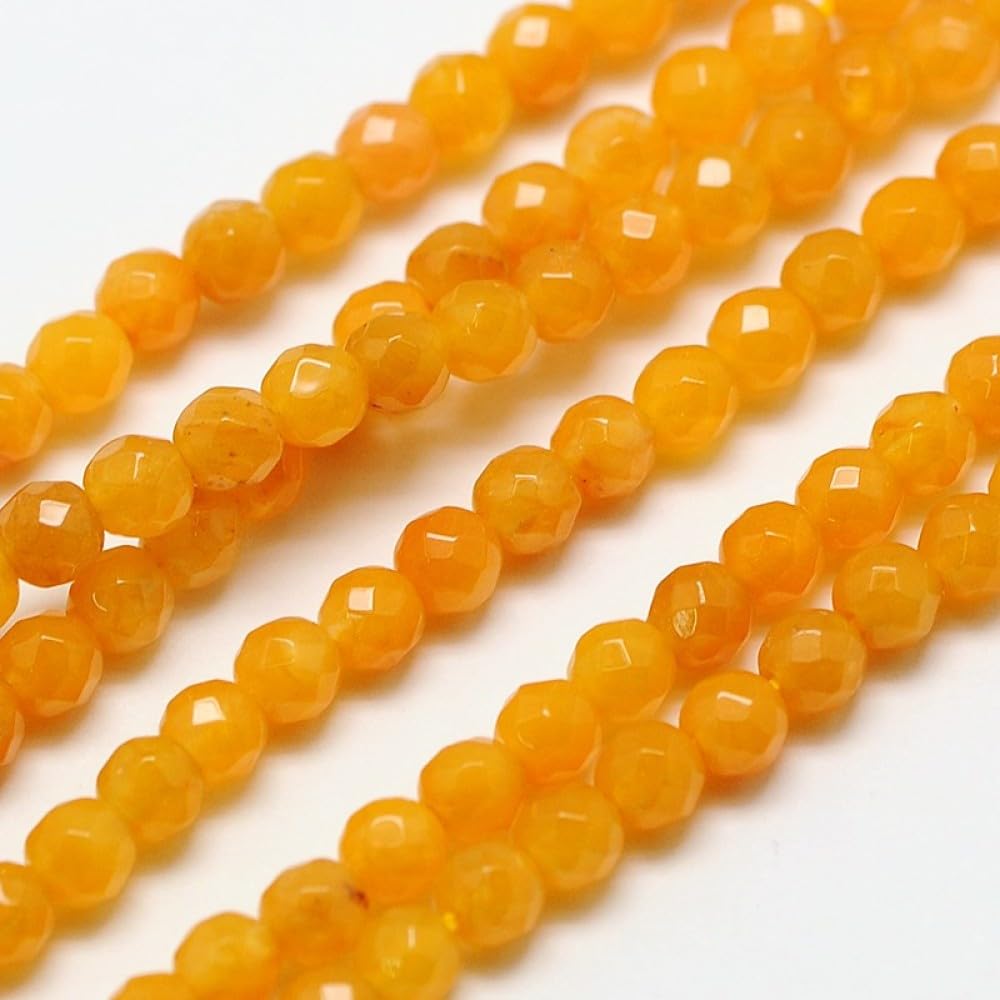 LiQunSweet 120 Pcs 3mm Natural Topaz Jade Bead Strands Faceted Round Small Loose Crystal Gemstone Bead Spacer for DIY Jewelry Craft Making