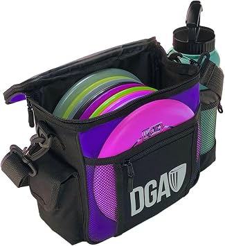 DGA Starter Disc Golf Bag Purple Lightweight, Durable Bag for 8-10 Discs Adjustable Shoulder Strap, Putter Pocket, Valuables Storage, Compact Disc Golf Bag - Discs not included