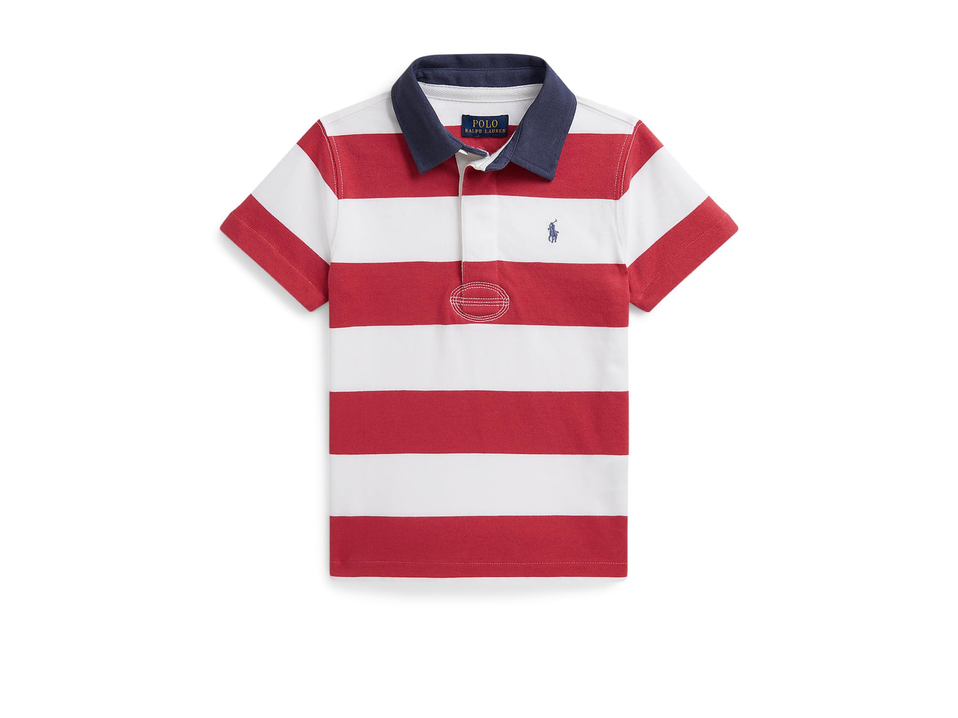 Kids Striped Cotton Short Sleeve Rugby Shirt (Toddler/Little Kid)