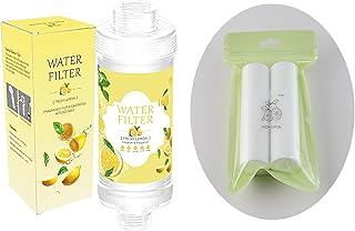 Vitamin C Shower Filter for Hard Water Filter + 2 Shower Aromatherapy Replacement Cartridge Bathroom Accessories Remove Chlorine Fluoride Heavy Metals Lemon Scent
