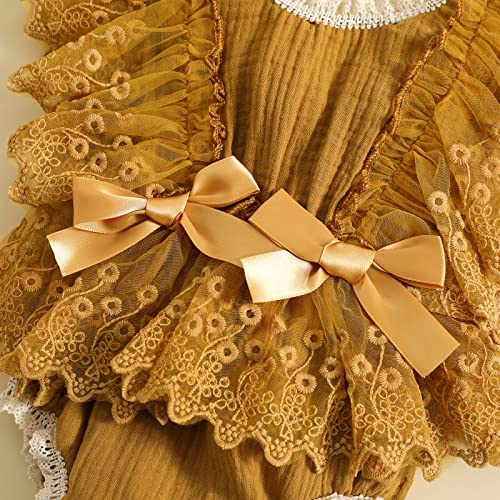 Qiylii Newborn Baby Girl White Lace Romper Onesie Cute Bowknot Infant Ruffle Lace Bodysuit Clothes3