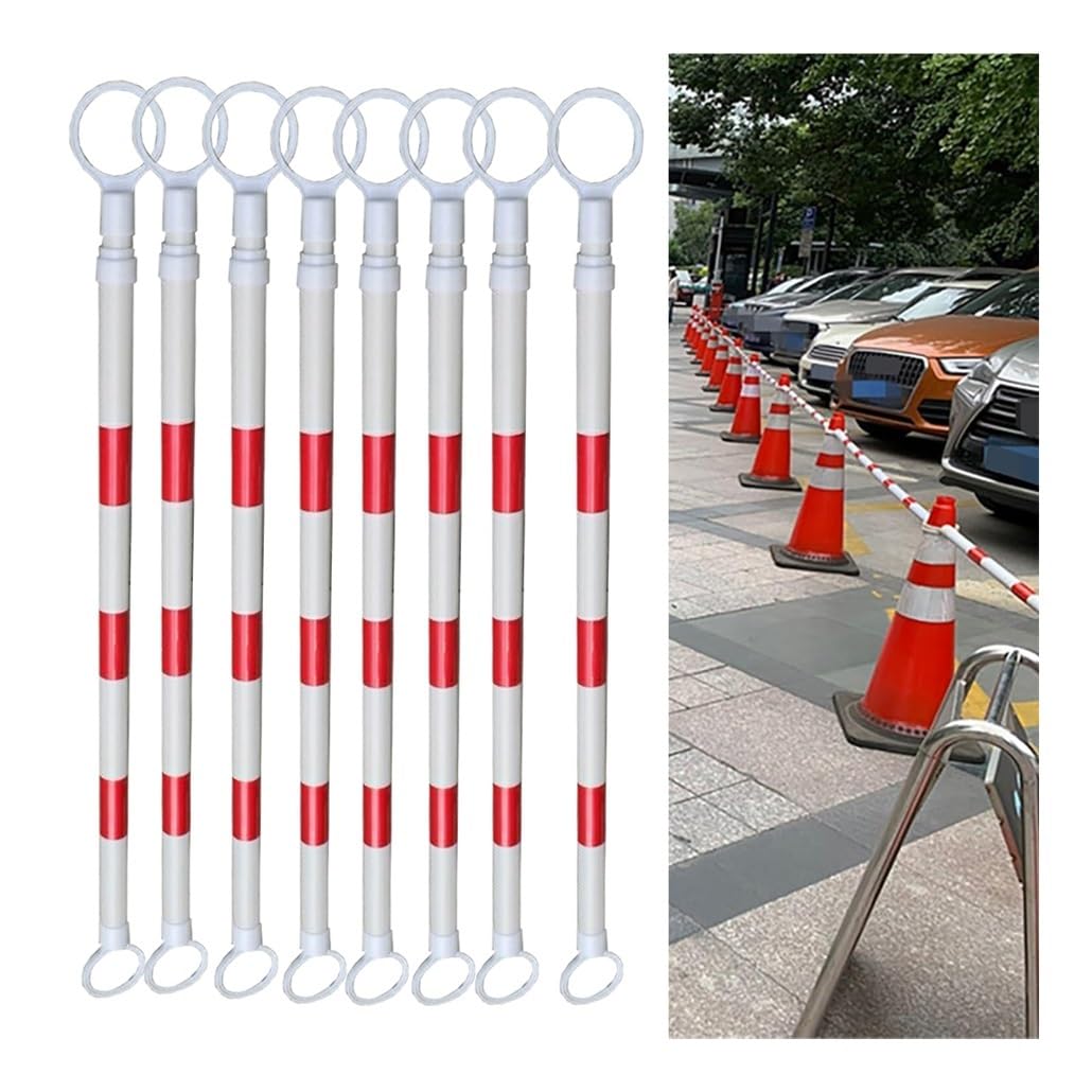 SGKOMN Reflective Expandable Traffic Cone Barrier Bar, Adjustable 5.2 ft to 9.8 ft, Retractable Safety Cones for Parking Lots, Emergency Road Use, 1.6-3.0m-8pcs