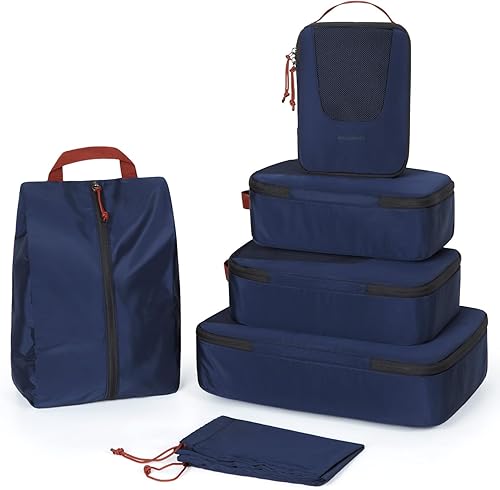BAGSMART Cubos de compresión de embalaje para viajes, juego de 6, 5 juegos, 4 unidades, bolsas organizadoras de maleta de compresión para maletas,