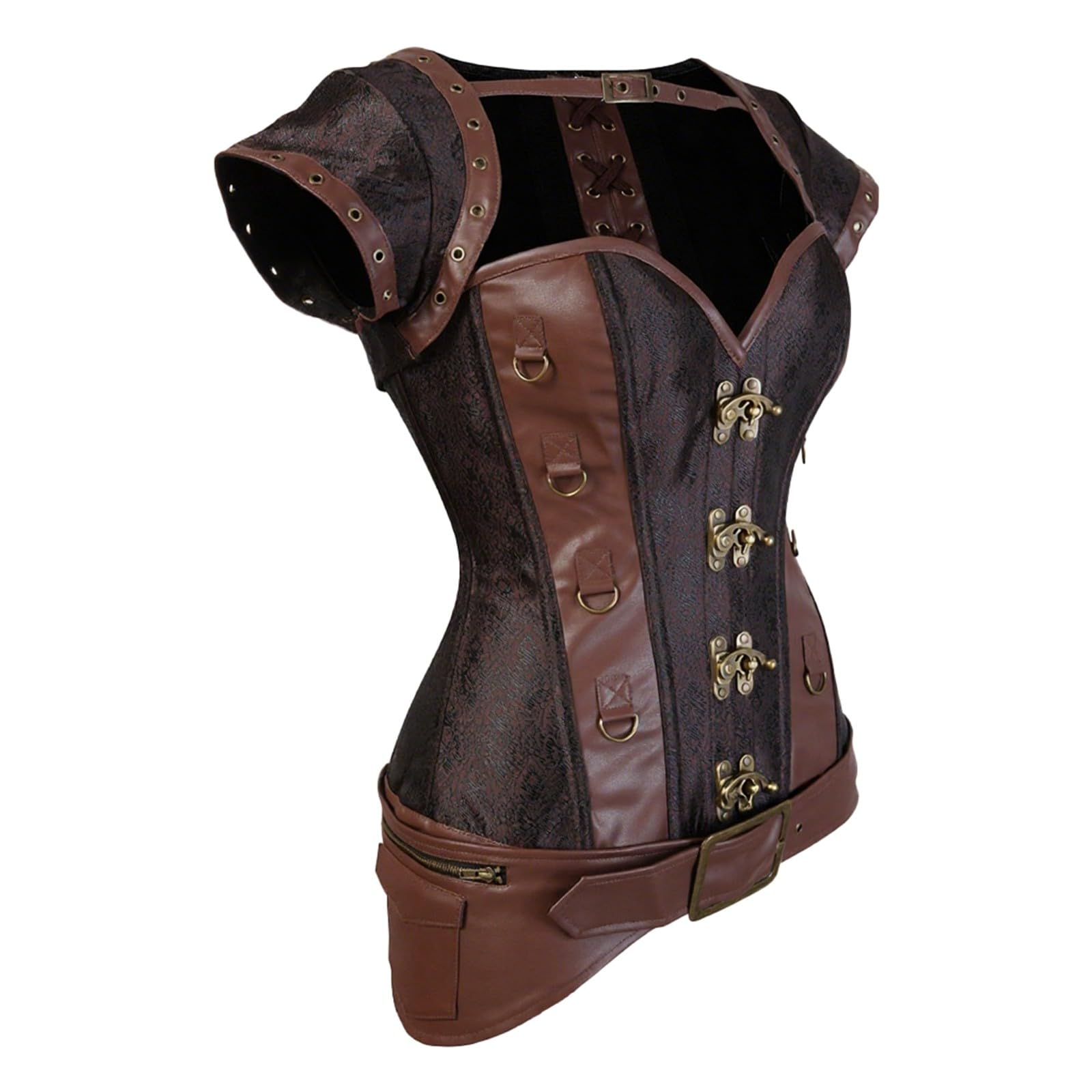 Kunstleder Korsett Damen Gothic Oberteil Corset Top Halloween Steampunk Kostüm Mittelalter Taillenkorsett Korsage Damen Oberteil Victorian Retro Waisted Court Corset