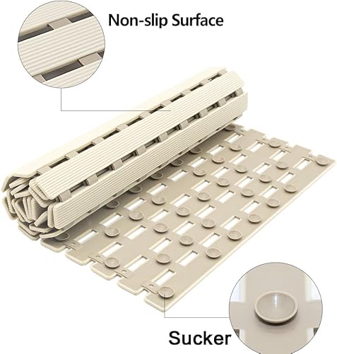 Miniatura 2 de Tapete de ducha antideslizante con ventosas y agujeros de drenaje de 39.4 x 15.7 pulgadas, tapete de baño para bañera y ducha. Fácil de secar, fácil