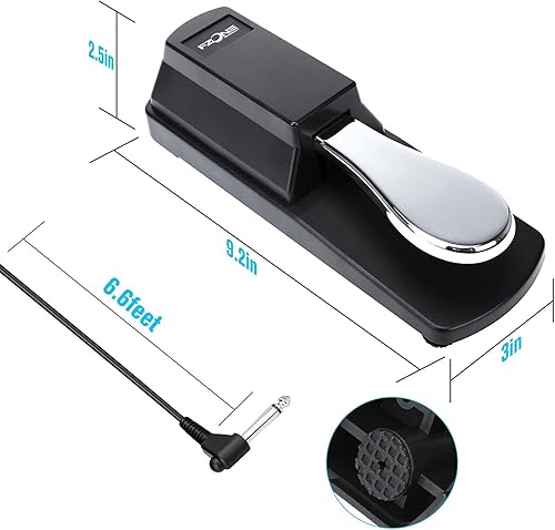 Miniatura 7 de FZONE Pedal Sustain para teclados MIDI, pianos digitales, pedal de pie, cable de extensión de 6.6 pies, interruptor de polaridad