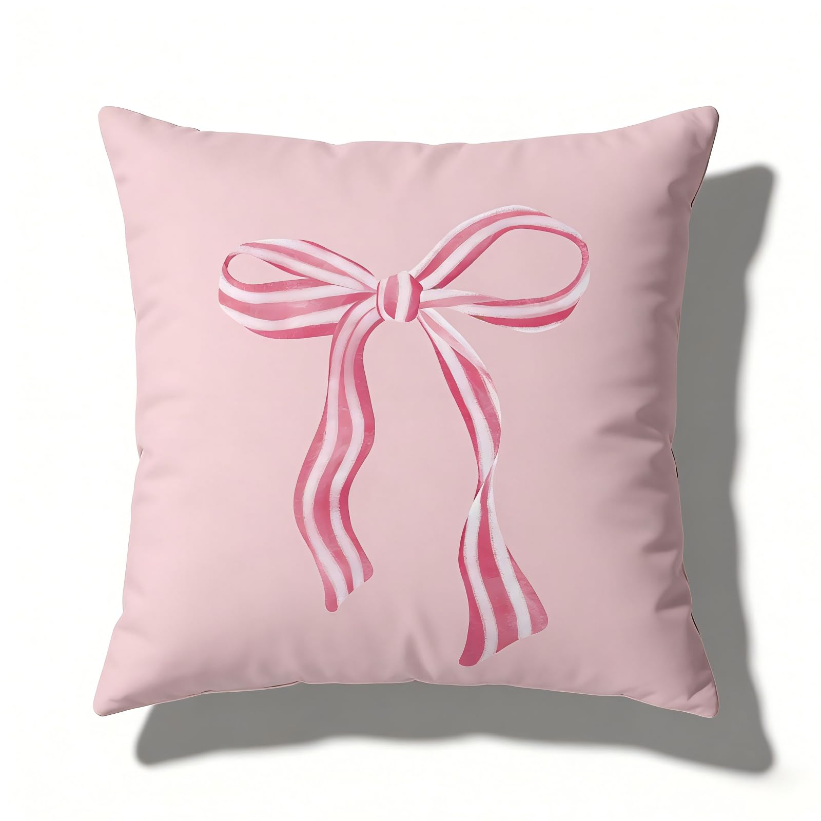 Tivleed Girls Pink Bow Cushion Cover 45X45cm - Fluffy Pillow Case For Bedroom Decor, Soft Aesthetic Room Accessories With Hidden Zipper, Machine Washable