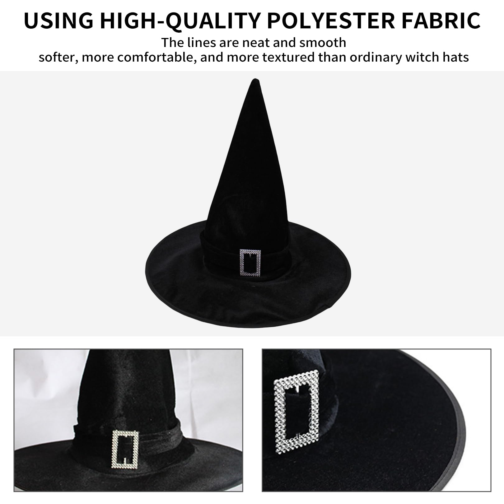 Witches Hat Women Halloween Witch Hat Decorations Large Witch H/at for Women and Men Fancy Dress Costume Party Halloween Party Carnivals Christmas Masquerade Cosplay Accessories (Black) - Image 4