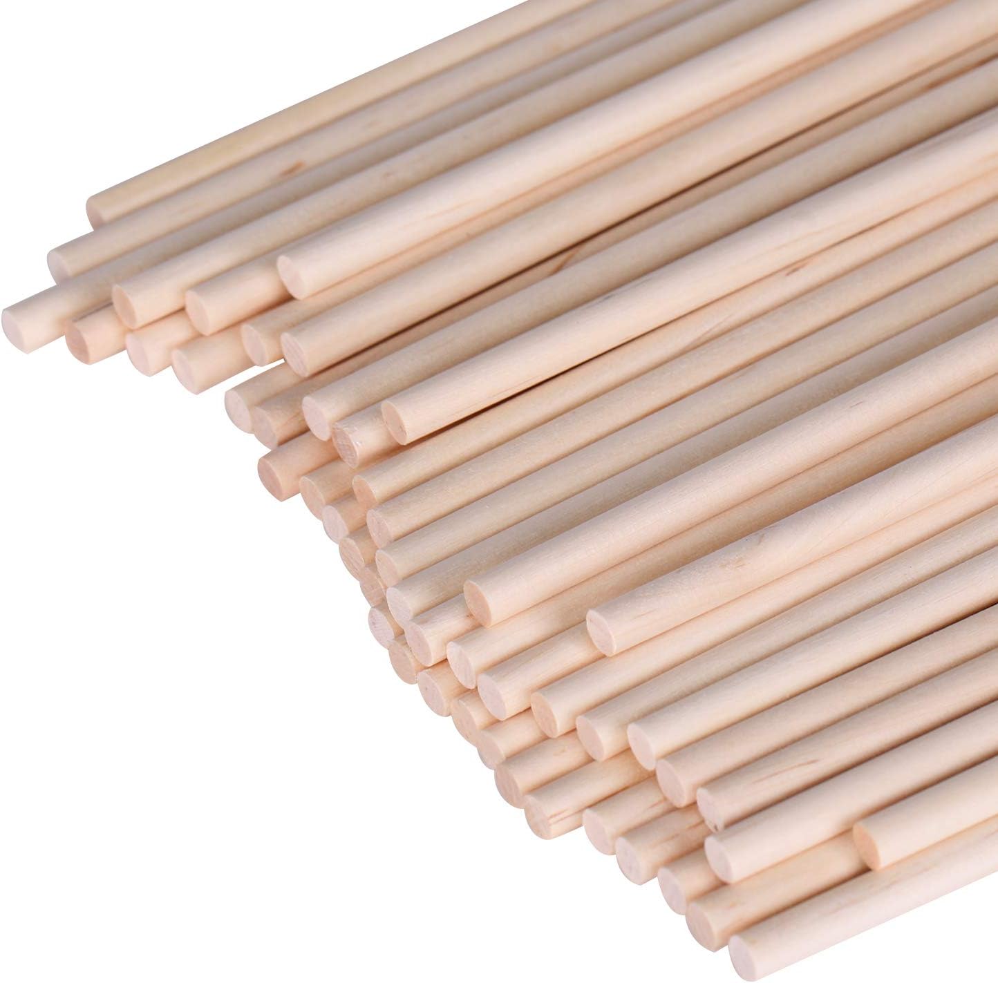 Wooden Dowel Rods 1/5 x 6 Inch Unfinished Wood Sticks for Crafts, 100 Pieces