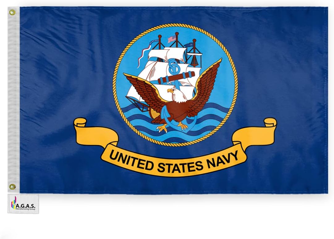 AGAS United States Navy Flag – Military Navy Flag – 2 x 3 Ft – Garden & Outdoor Display – Durable Polyester Fabric – Double Sided Reverse Print – Fade Resistant, High Visibility – Yard, Garden & Patriotic Use
