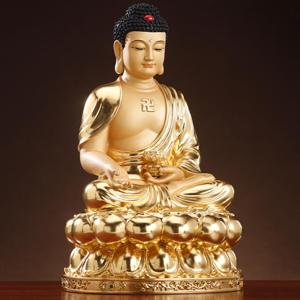 Figuras budistas de latón de Buda Amitabha para el Espacio de meditación del Altar del hogar y decoración Interior,38cm