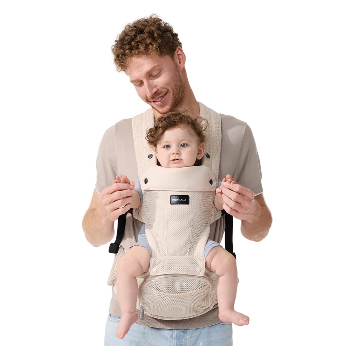 Momcozy Marsupio Neonato 2-in-1 con Sede Anca Ergonomico 20 kg | Portabebè Fronte Strada Regolabile a Mani Libere, Ideale in Casa o all'Aperto per Semplificare la Vita