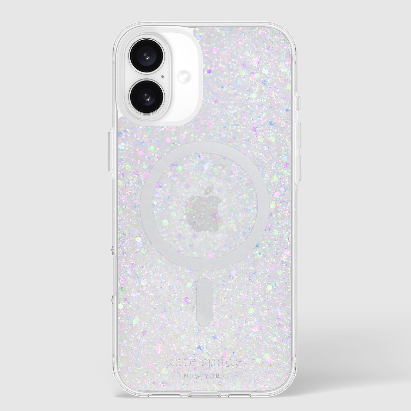 Kate Spade New York Funda para iPhone 16 Plus, Compatible con MagSafe, Funda de teléfono de diseño, Purpurina Gruesa Iridiscente