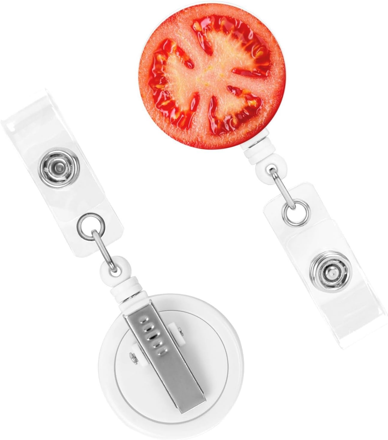 Tomato Retractable Badge -Funny Food Badge Country Clip Holder ID Reel Clip for Lanyards Name ID Card image 3