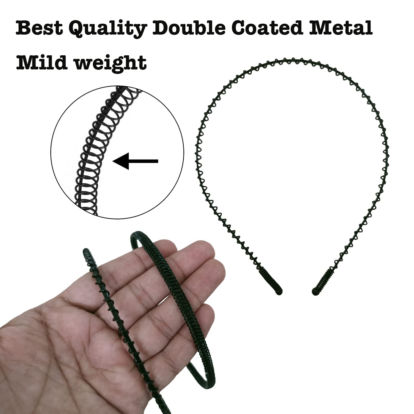 Flysales® 6 Pieces Black Flexible Metal Wavy,Spring Zig Zag,Chain and Simple Hair Band Hair Hoop Hairband Daily Use for Unisex Men Women (Design_1(Pack 6)) 1