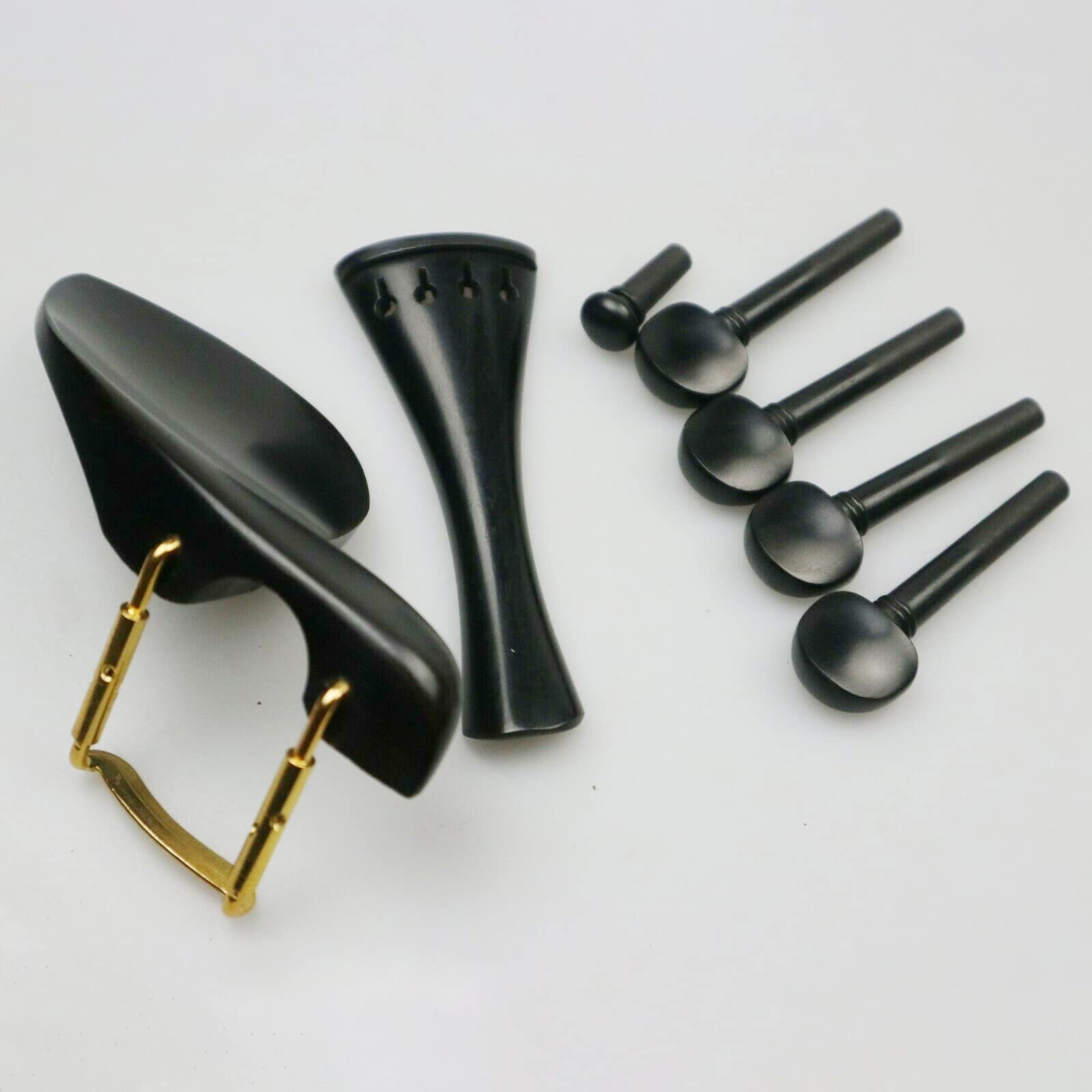TSTS Streichinstrumente Teile Ebenholz-Geigen-Zubehör-Kit, Zubehör, Bolzen, Endstück, Kinnriemen-Hardware