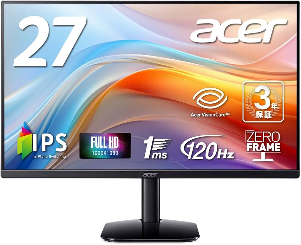 Amazon.co.jp: Acer モニター 27インチ フルHD 非光沢 IPS 120Hz
