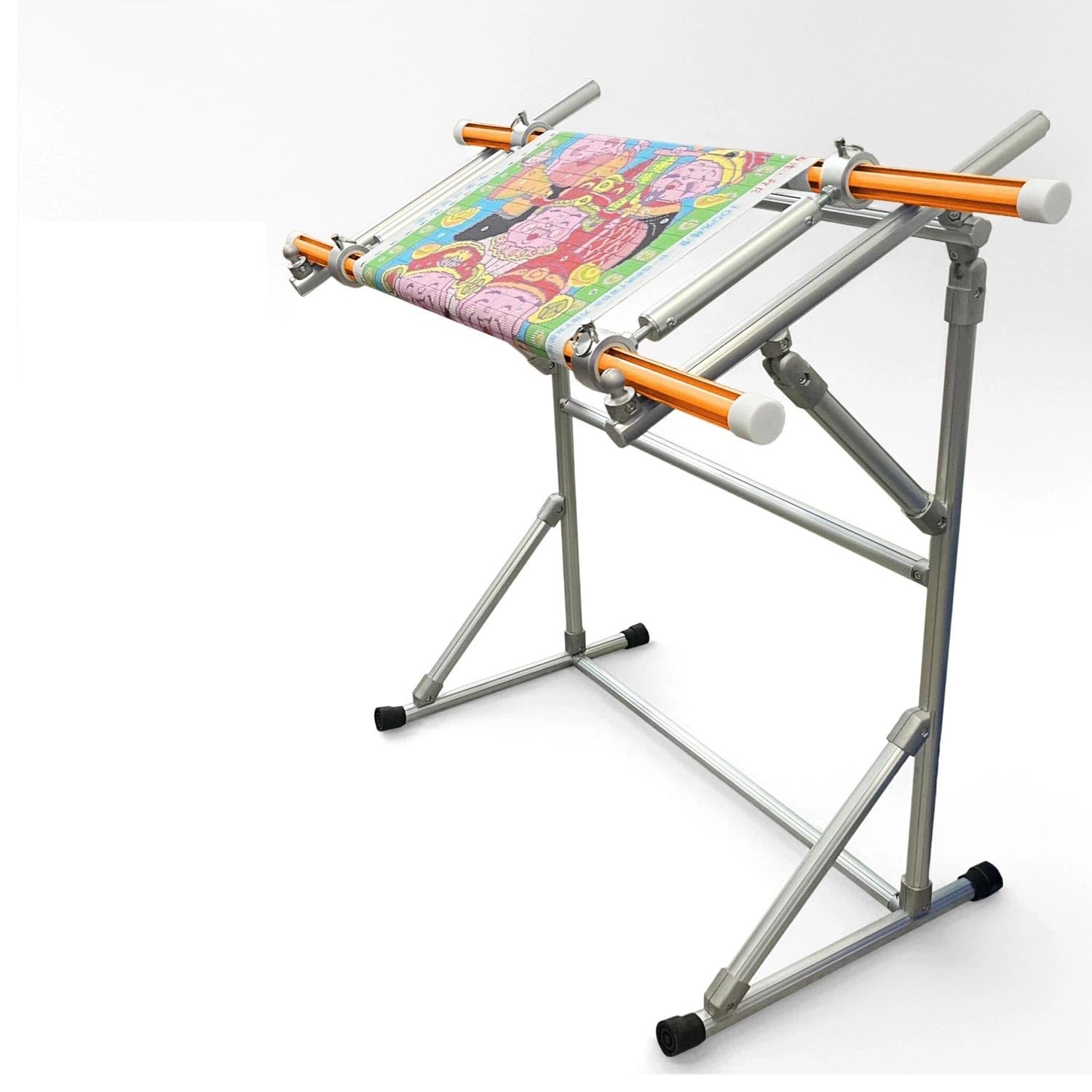 FARIDRUN Supporto for punto croce da pavimento, supporto for telaio da ricamo in lega di alluminio, staffa for telaio da ricamo regolabile, portatile(Orange,Wide 31.5in)