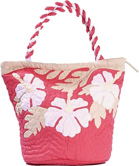 ★ハワイアンキルトトートバッグ ハイビスカス ハワイアンキルト ハンドバッグ ハイビスカス ピンク/ Hawaiian