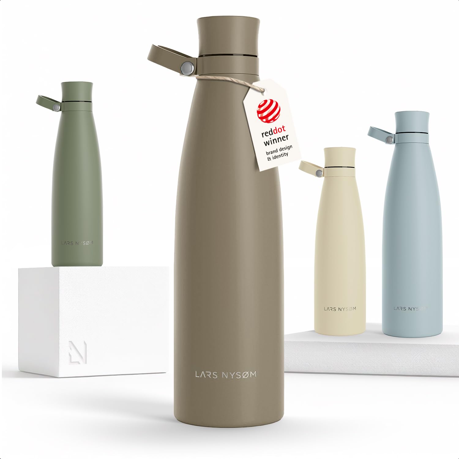 LARS NYSØM Stainless Steel Insulated Water Bottle 34oz Metal Water Bottles | Leakproof Sl…