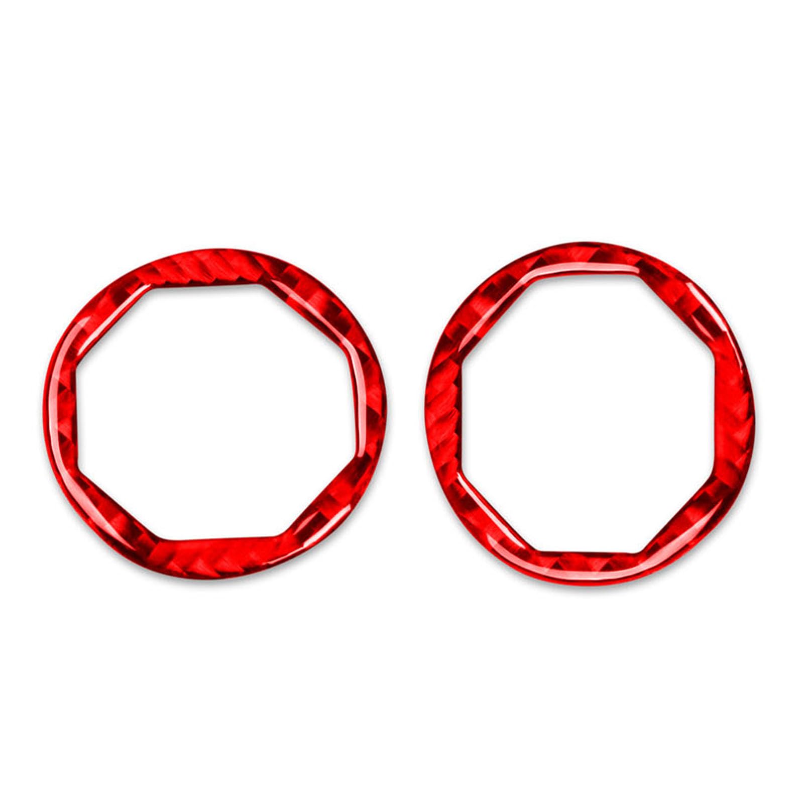 Real Quality Soft Carbon Fiber Car Rear Row Driver's Side Thermal Sensor Decoration 2pcs Interior Premium Sticker Compatible With Chevrolet Tahoe/Suburban/GMC Yukon XL Denali 2007-2014 Accessories Red