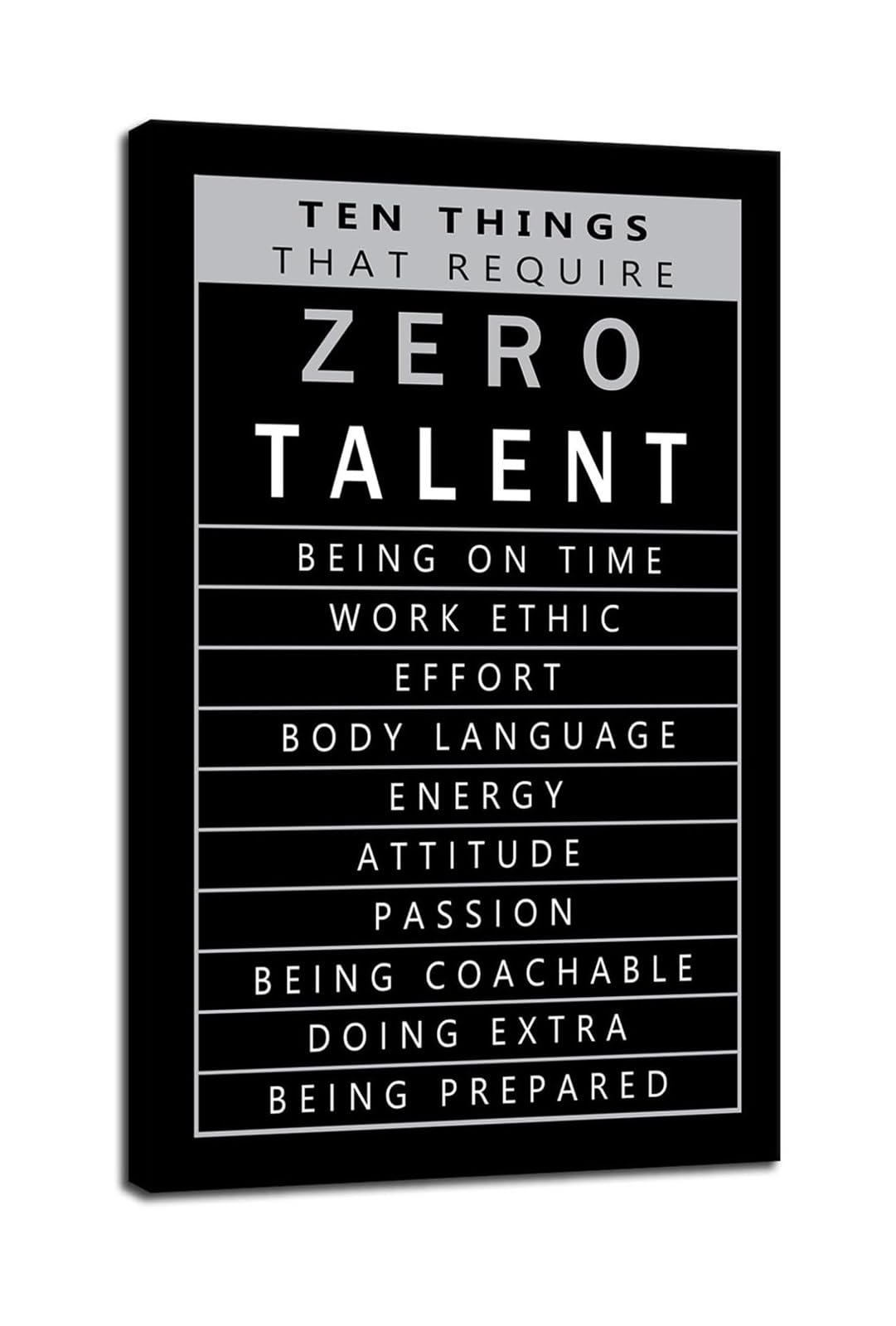 MDBJTCYZN Canvas Wall-Art Ten Things That Require Zero Talent Motivational Entrepreneur Quote Success Print for Home Office Decor(Framed,16X24inch(40X60cm))