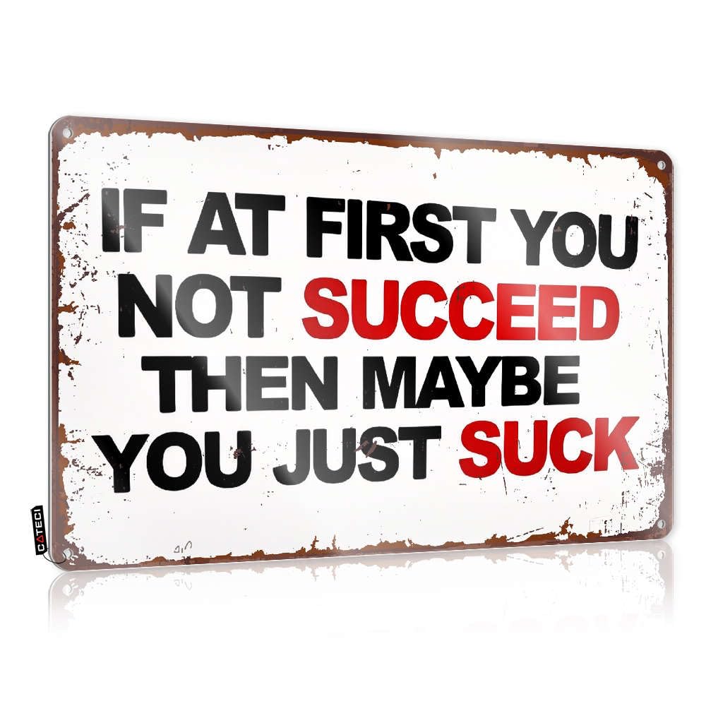 Funny Vintage Signs Decaor Vintage Style | If At First You Don't Succeed, Then Maybe You Just Suck. Quality Guard Home Decor(30X40CM)