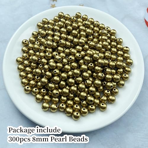 Miniatura 2 de Cuentas de perlas, 300 cuentas para manualidades, perlas sueltas de 0.315 pulgadas (0.315 in), cuentas espaciadoras redondas para aretes, pulseras,