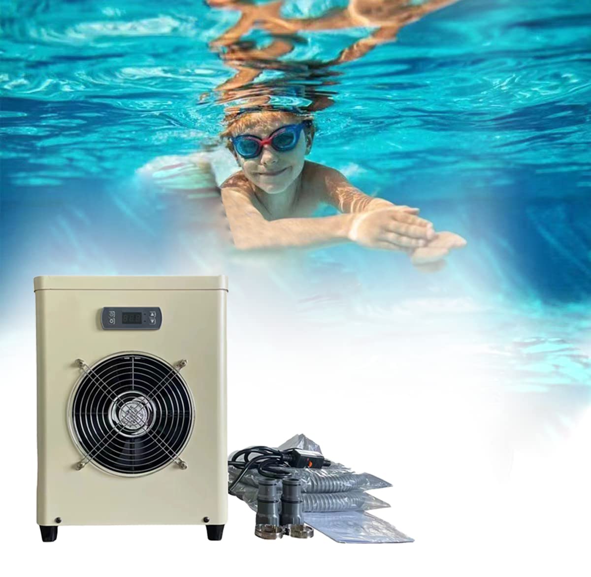 Buy 15000 Btu/hr Pool Heater Auto-Defrosting Metal Plate with 110V Plug for  Above Ground Inground Pool Hot Tub Swimming Pool Heater, Up to 5000gallons  with Titanium Heat Exchanger,Can for Sea Salt Water