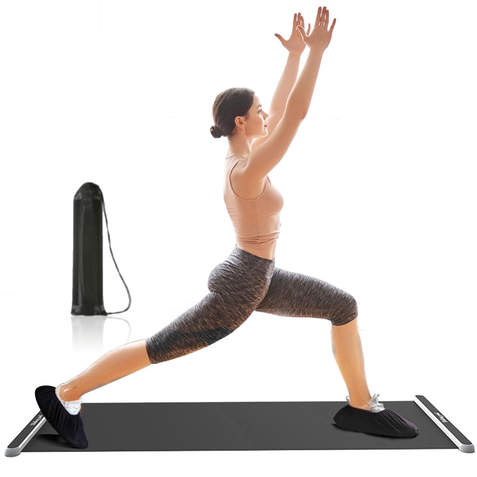 Sliding Workout Mat - 180 x 50 cm Fitness Slide Board, Home Gym Core Trainer, Balance Skating Board | Krafttraining Übungspad, Smooth Glide Leg Workout Tool, Squats, Boards, Lunges, Kletterer,
