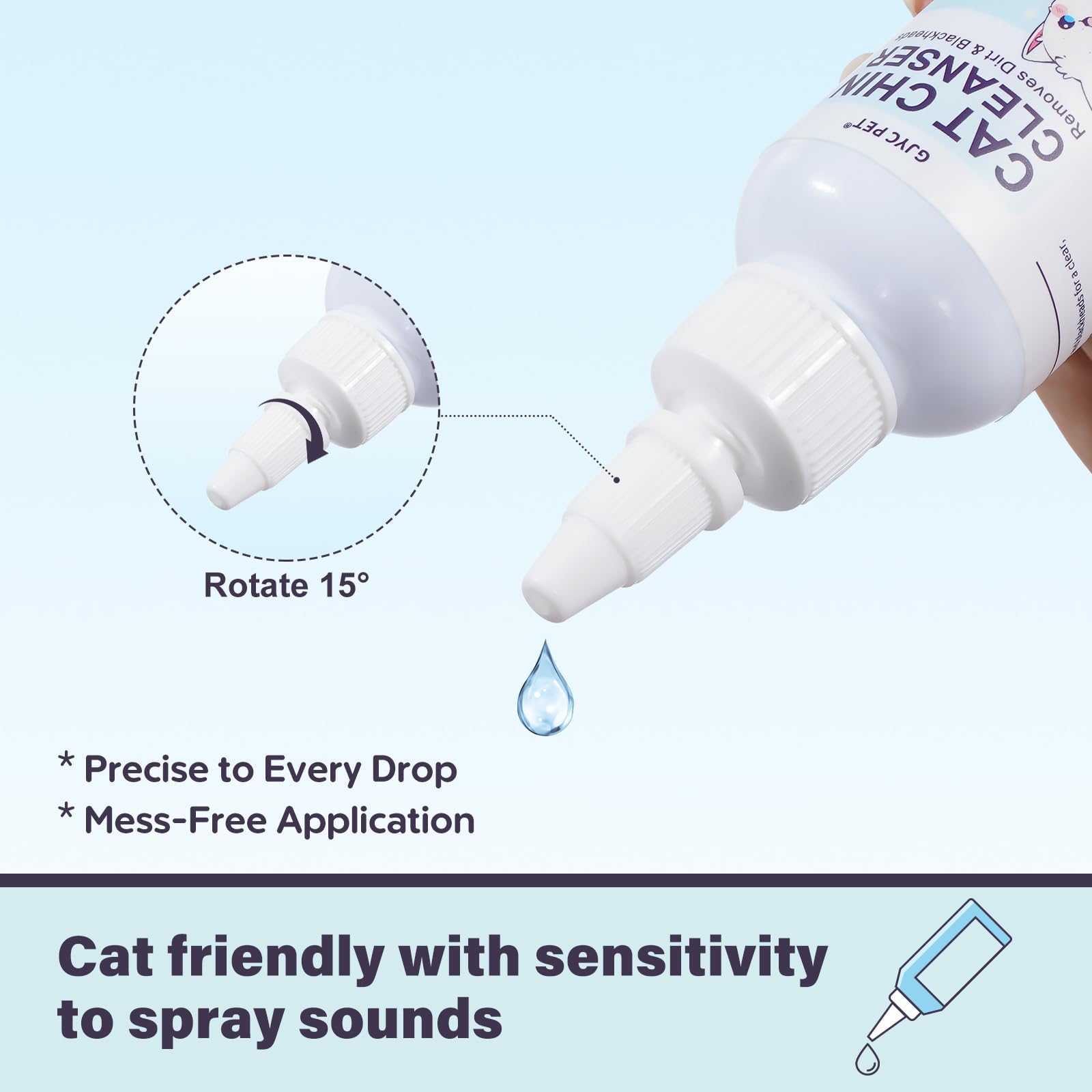 Nettoyant de Menton pour Chat, Traitement de l'acné pour Chat, Solution pour enlever l'acné et Les Points Noirs, Ensemble avec Brosse et lingettes Anti-acné, apaise et maintient Une Peau Saine, 65 ML