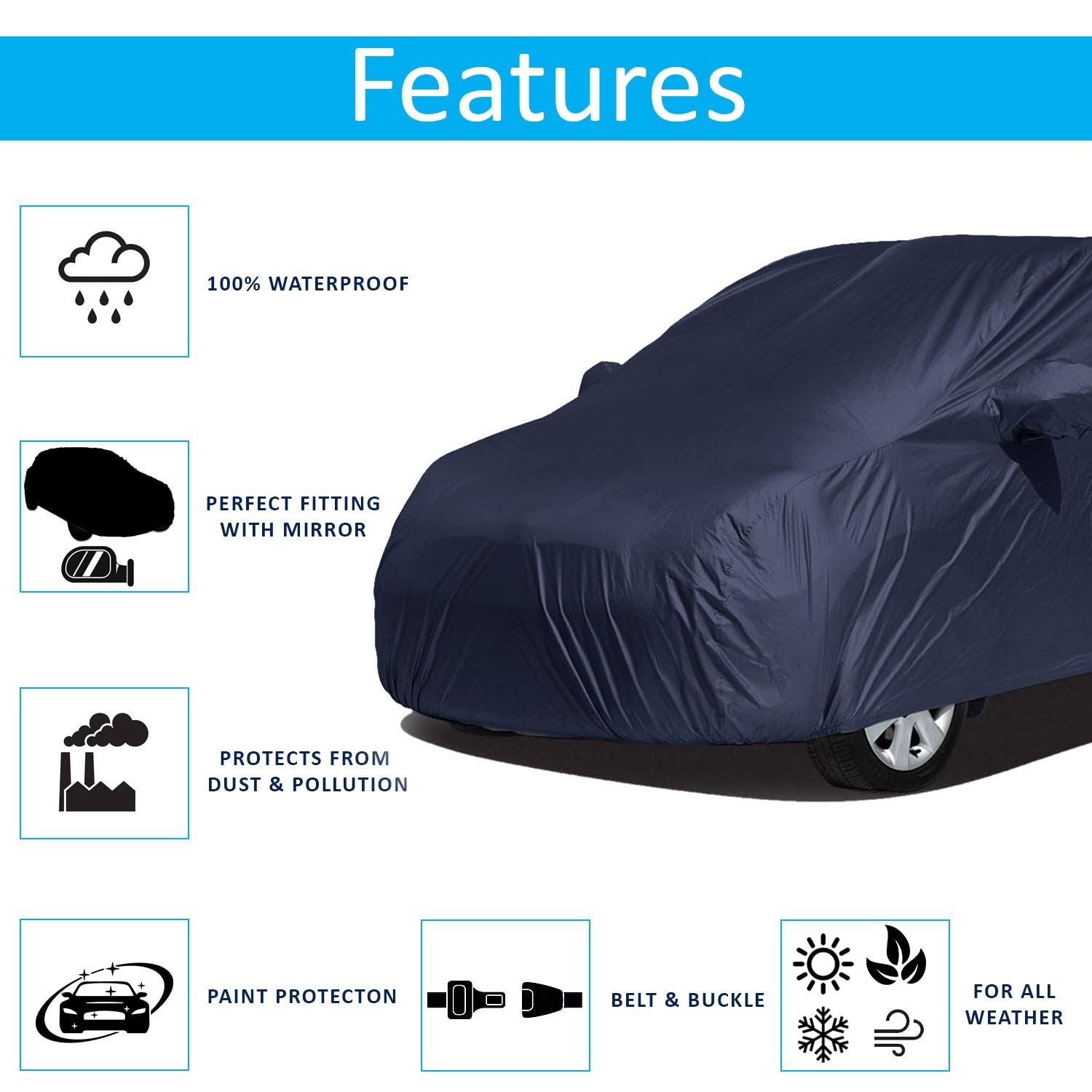 KINGSWAY® 100% Waterproof Car Body Cover Compatible with Maruti Suzuki Alto K10 (Year 2010-2014) with Mirror Pockets, Dust, UV and Scratch Protection – Grey Color