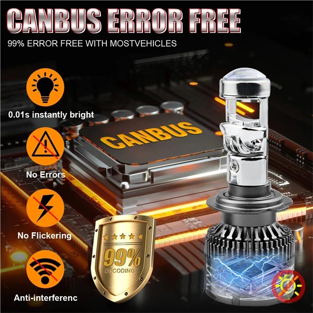 H7 H4 H11 LED Soczewka projektora Reflektor H8 9005 9006 HB3 HB4 Żarówka samochodowa 6000K Canbus Turbo High Power Auto/Moto Lampa Przeciwmgielna(2PCS_9005/HB3)