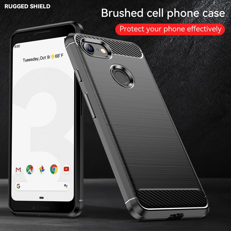 Image of Hybrid Carbon Fiber Back Case for Google Pixel 3 XL (Black)