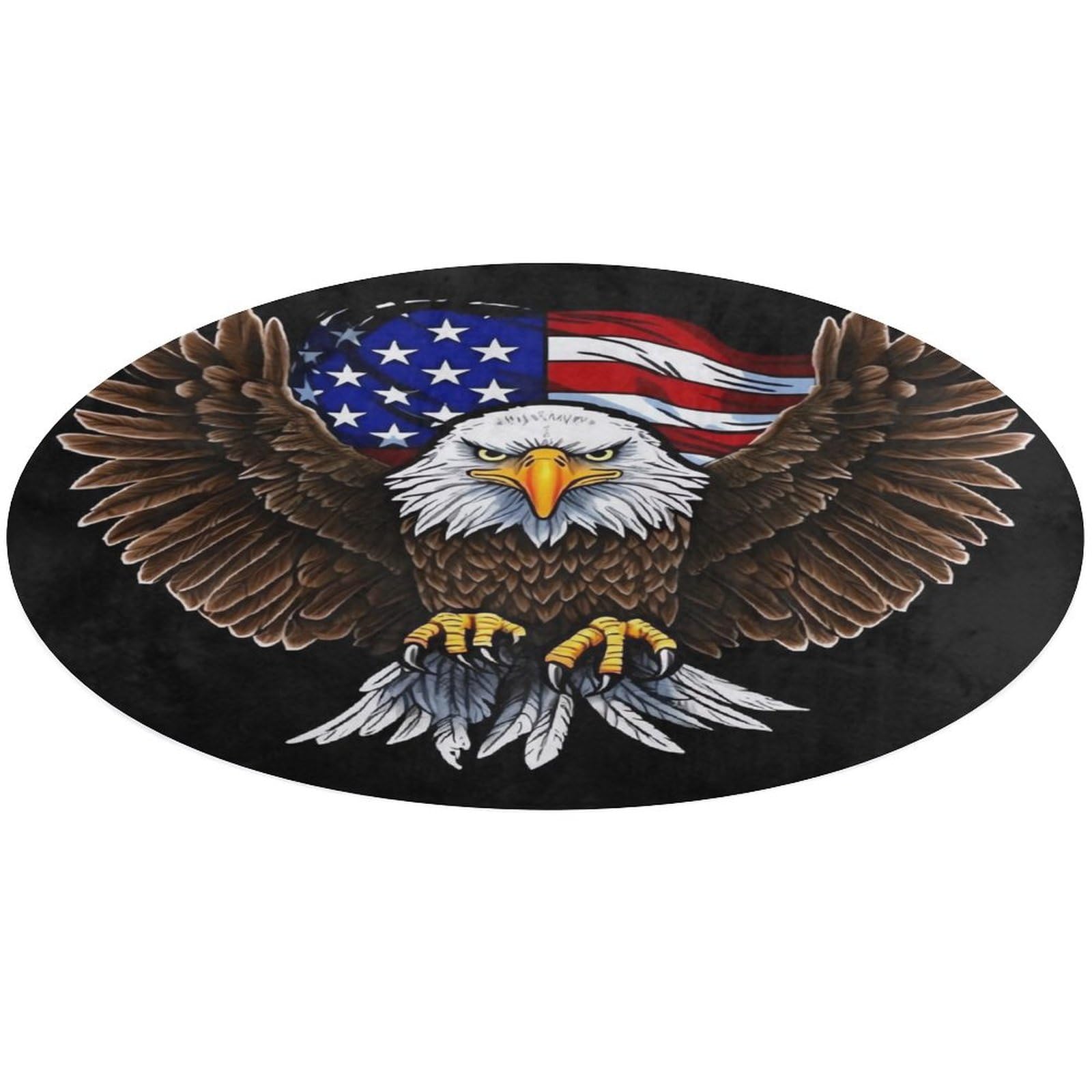 Tapis rond antidérapant velours lavable motif USA pour sol glissant