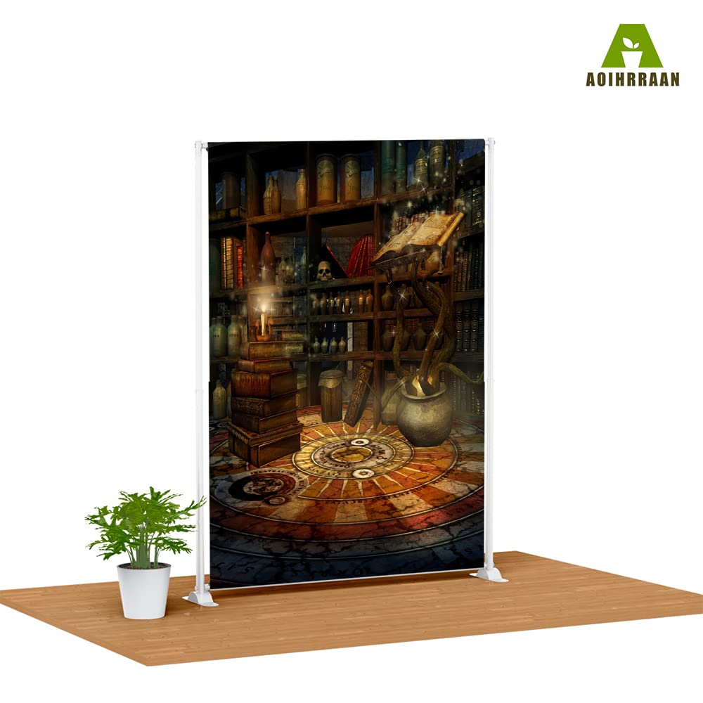 Aoihrraan 2,5x3m Fantasy Gothic Castle Backdrop Magic Book Candles Skulls Potion Shelf Wizard Enchanted House Photography Background Halloween Party Decor Children Adult Portrait Photo Studio Props - Image 3