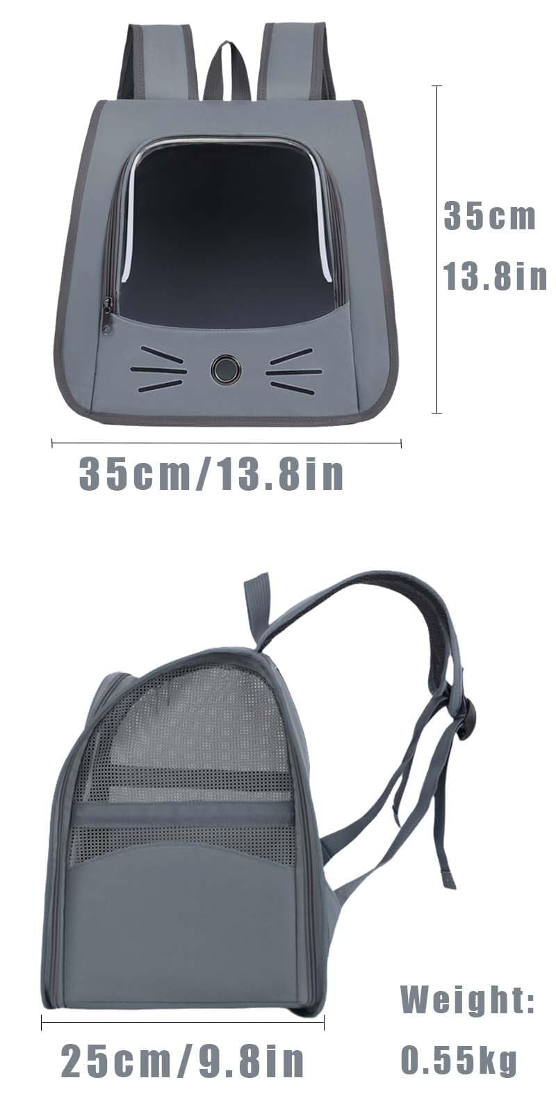 Bolsa para Mascotas Plegable,Mochila Gato y Perro,Mochila Gatos Transporte,Mochila Transportín Perro,Transportin Gato Mochilas para Gatos y Perros,para Mascotas pequeñas como Gatos y Perros (Gris)