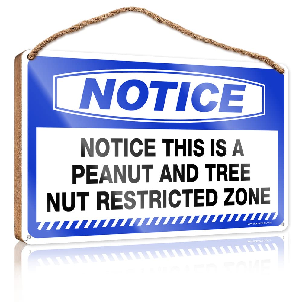 Funny Bathroom Wall Decor Sign Wood Notice This Is A Peanut And Tree Nut Restricted Zone Wooden Sign Bathroom Wall Decor Funny Chill Wood Sign(20X30CM)