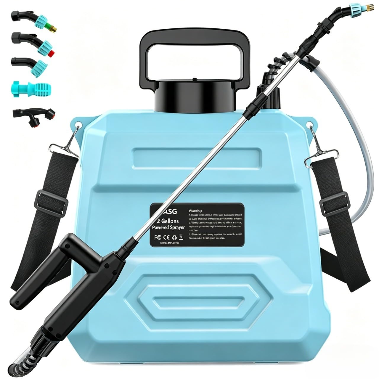 Photo 1 of 2 Gallon Battery Powered Sprayer, 7.4V Electric Weed Sprayer with USB Charging Handle, 5 Nozzle Options, Extendable Wand & Shoulder Strap for Lawn Care