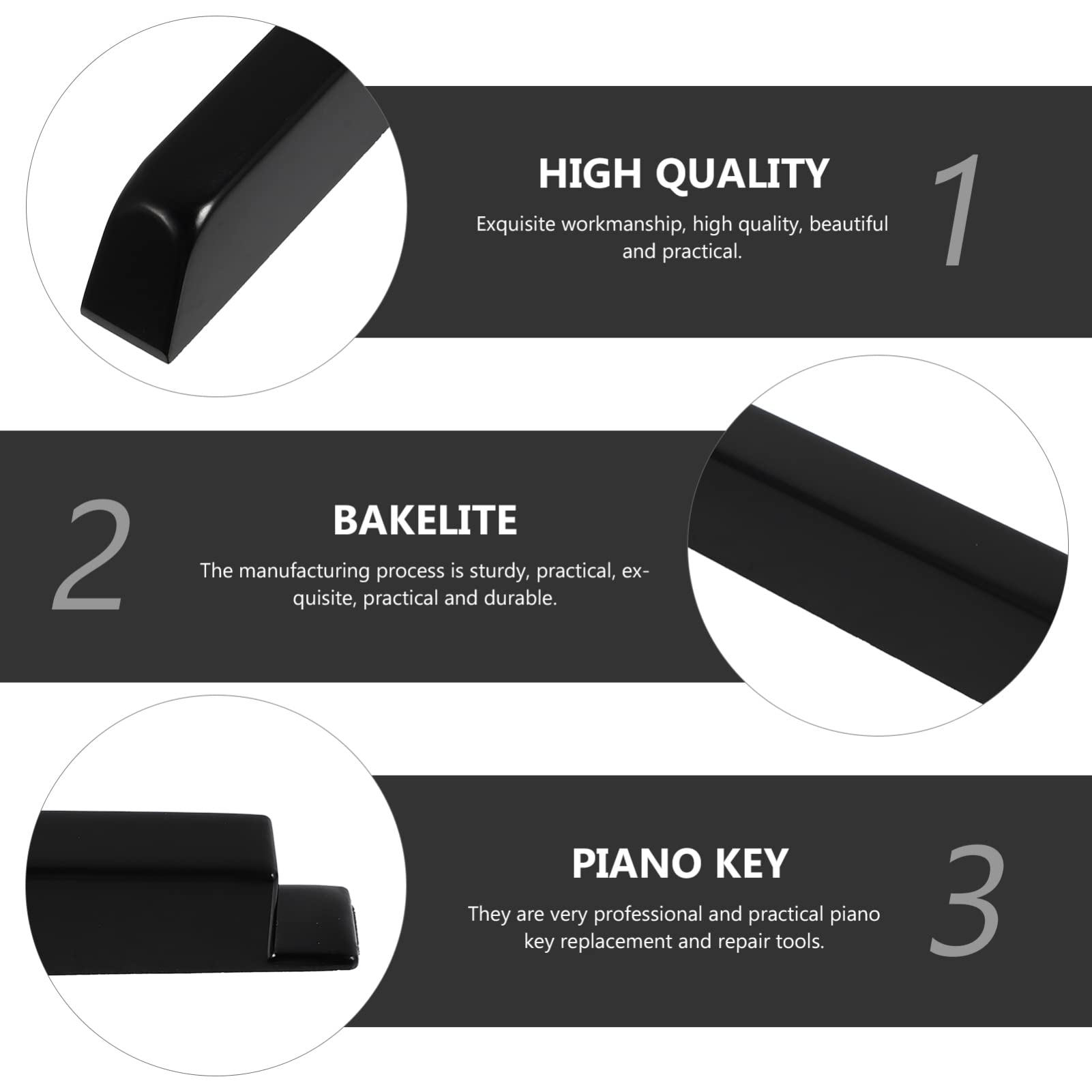 Toyvian Akcesoria Fortepianowe 36 Skórki Klawiszy W Kolorze Fortepianowej Czerni Matowych Bakelitowych Małych Narzędzi Zaopatrzenie W Instrumenty Muzyczne