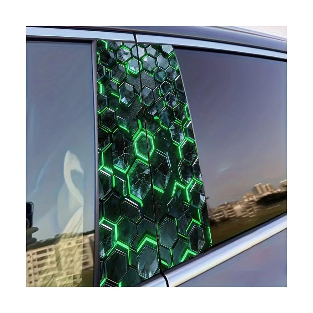 Body Parts 2 PCS Car Door Pillar Decoration Sticker Tech Honeycomb Glossy Material Protective Film