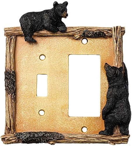 Bear - Cubierta eléctrica para interruptor de placa de interruptor de 2 osos, cubierta combinada de placa de interruptor de pared (combo de palanca