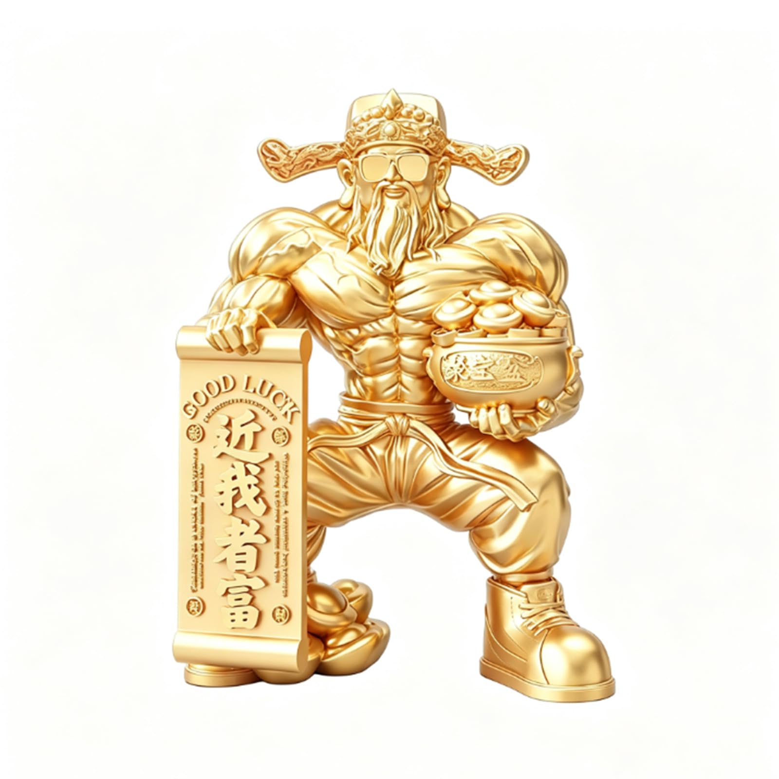 Hhhxkkuu Muscle God of Wealth Statue Modern Fortune Figurine 25Cm Tall