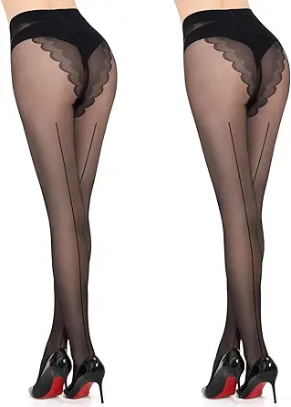MANZI Sheer Backseam Tights Seamed Nylon Pantyhose for Women 20 Denier