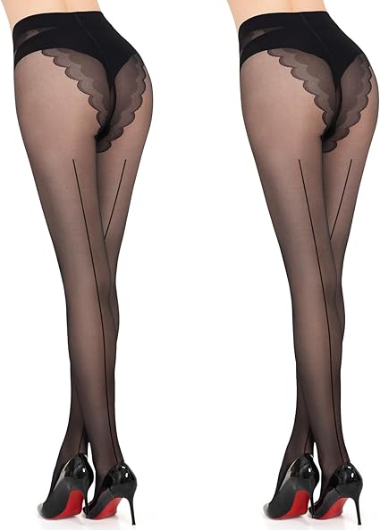 MANZI Sheer Backseam Tights Seamed Nylon Pantyhose for Women 20 Denier