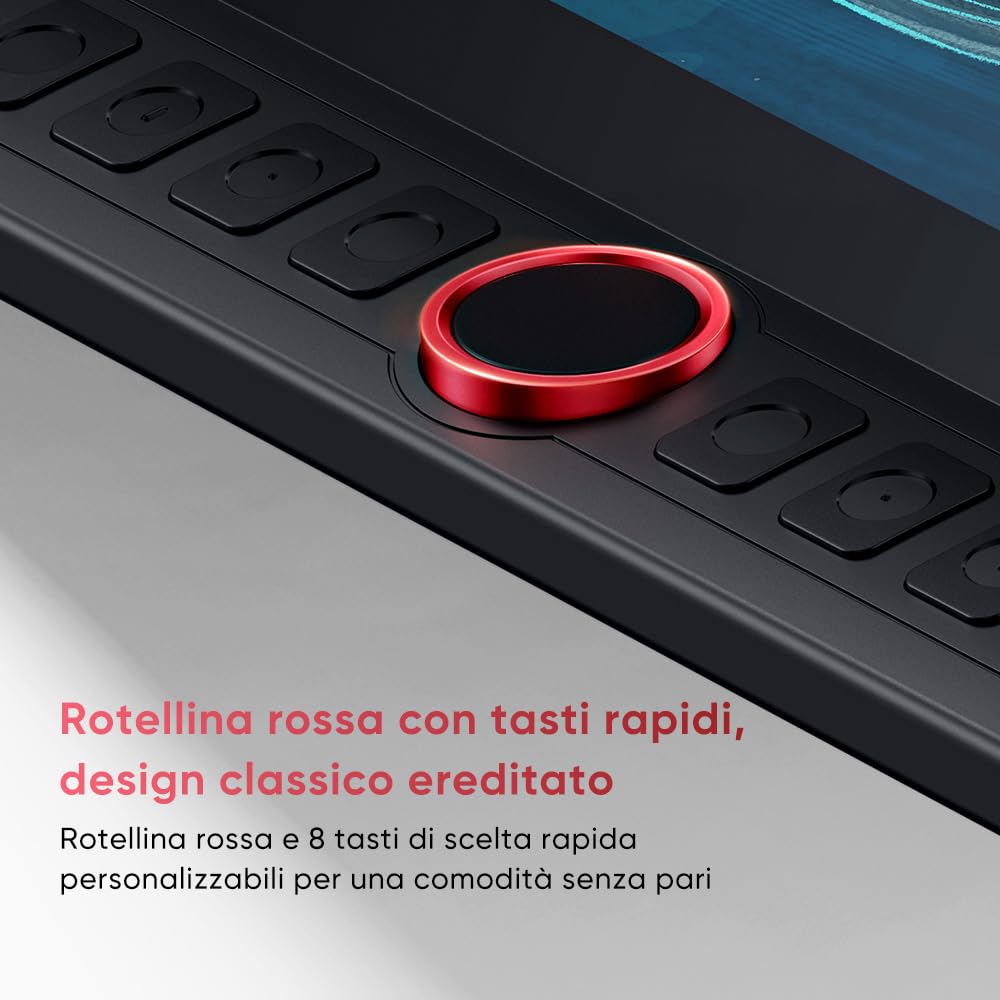 XPPen Tavoletta Grafica con Schermo Artist 15.6 Pro V2 display da 15,4 pollici, 16K livelli di pressione, 8 tasti rapidi e rotellina rossa, Supporto pieghevole incluso