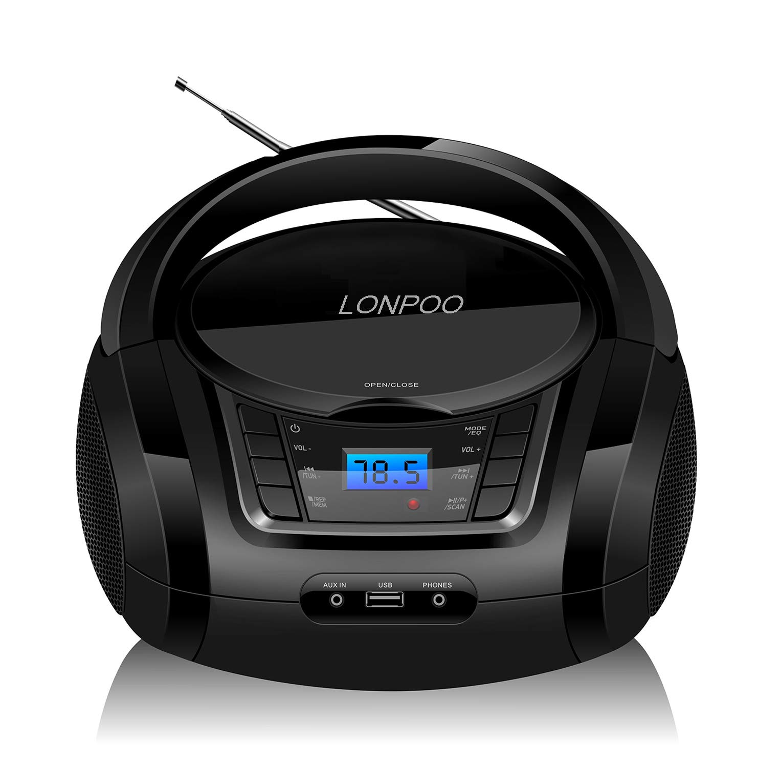 Amazon.com: LONPOO CD Player Portable Boombox with FM Radio/USB